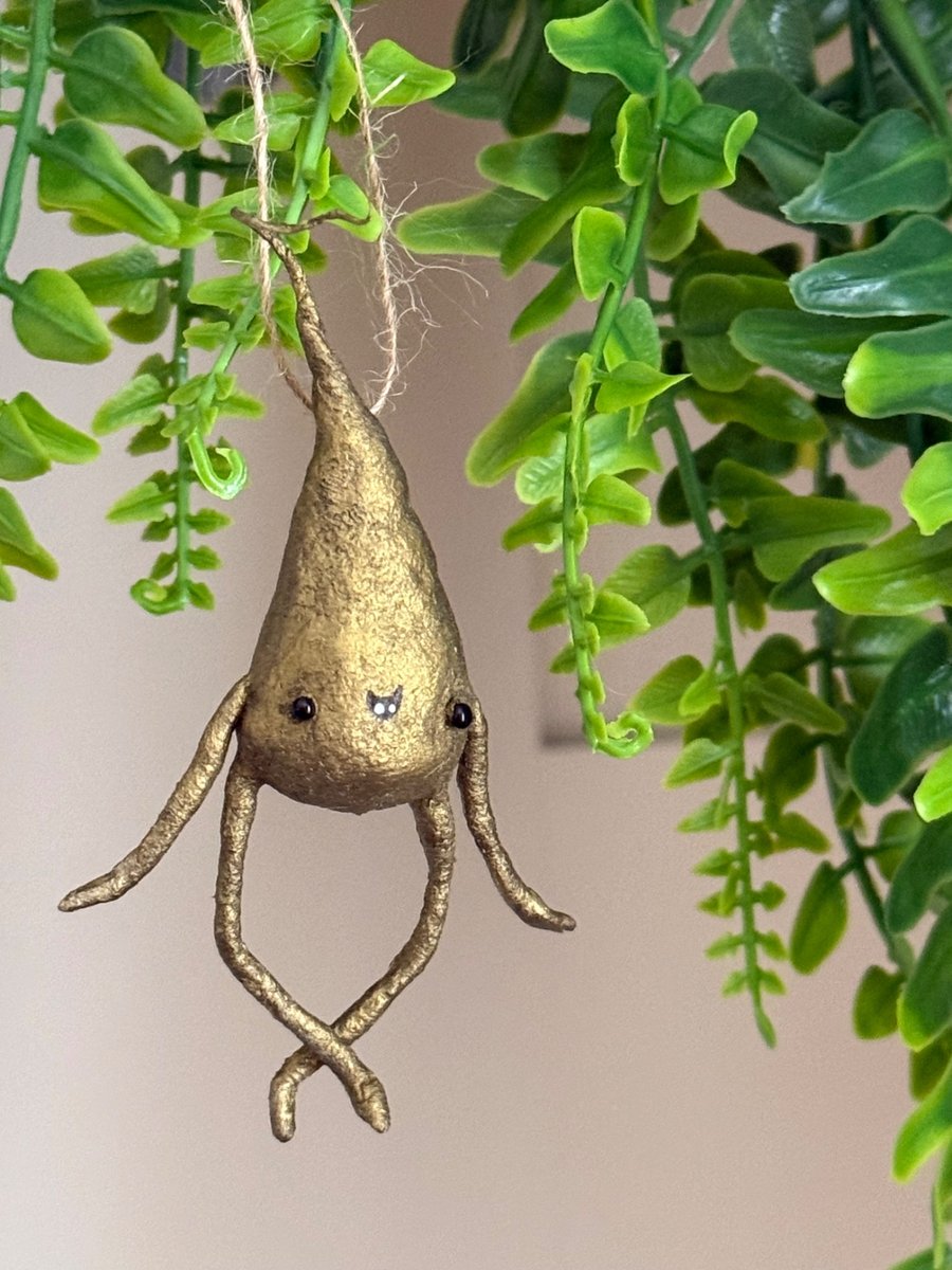 Spun Cotton Gold Pear Christmas Hanger