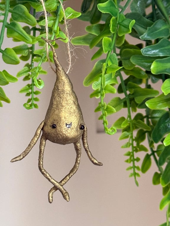 Spun Cotton Gold Pear Christmas Hanger