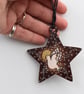 Dove in flight hanging star. Pyrography personalised decoration. - Image 2