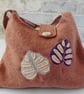 Recycled cashmere shoulder bag with leaf appliques - Image 8