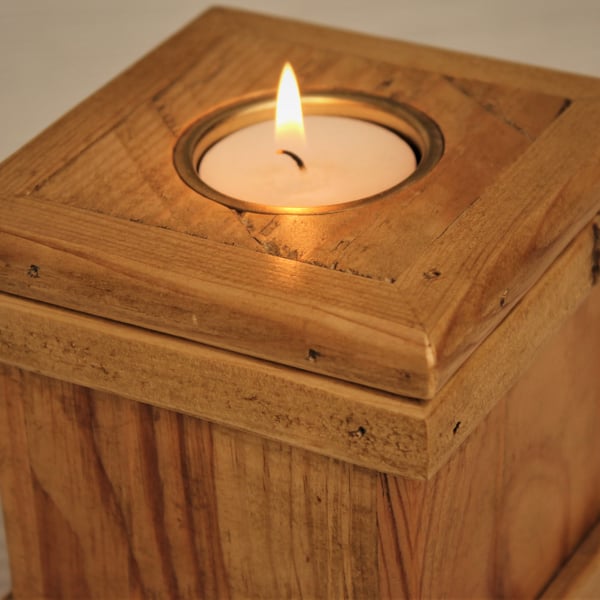 Rustic or Antique pine tealight box 