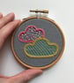 Two Clouds Hand Embroidered Mini Hoop Art - Image 3