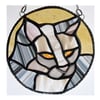 Cat Suncatcher Stained Glass Ring Grey White 019