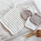 Reusable handmade face cloth and pads, 100% recycled cotton