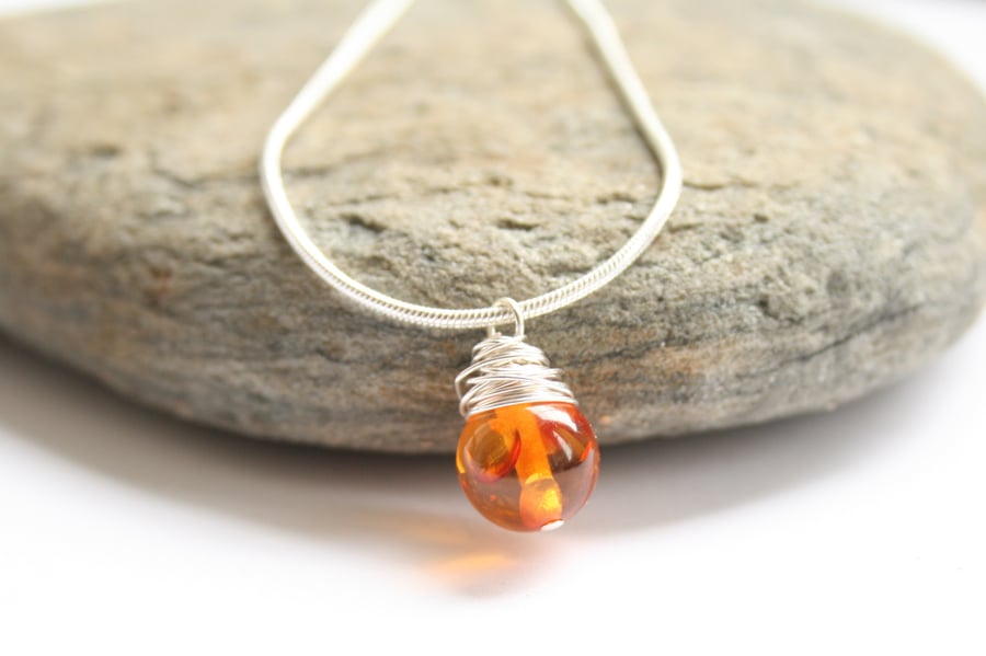 Wire wrapped amber necklace, gemstone necklace, amber necklace gemstone necklace