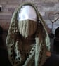Crocheted Wasteland Hood Distressed Hooded Shawl Style Wrap - KHAKI - Image 1