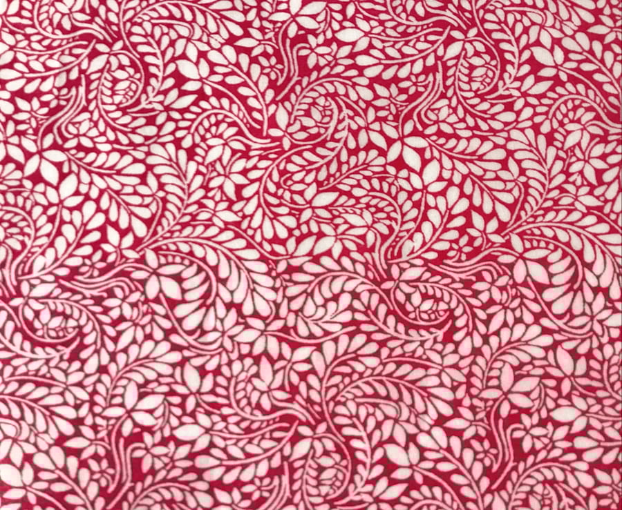 Liberty Fabric 10" Square : TOM DALEY : Red White Ditzy Leaves