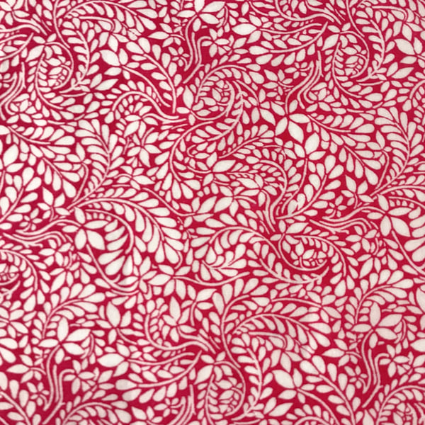 Liberty Fabric 10" Square : TOM DALEY : Red White Ditzy Leaves