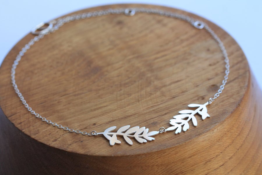 Silver Leaf Necklace - Lavender Leaf Necklace - Handmade Leaf Necklace