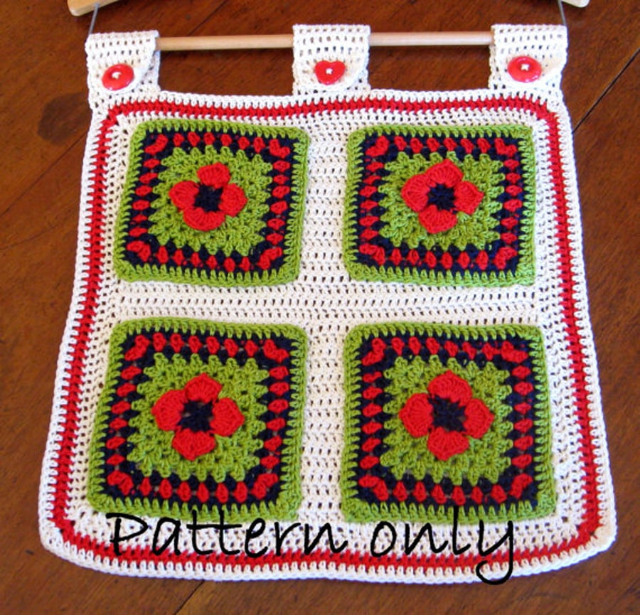 Crochet pattern. Wall pockets.  Storage pockets. Organiser pockets.