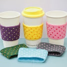 Cup Cosy Handmade Crochet Cotton Takeaway Coffee Cup Cozy Sleeve Lovely Gift