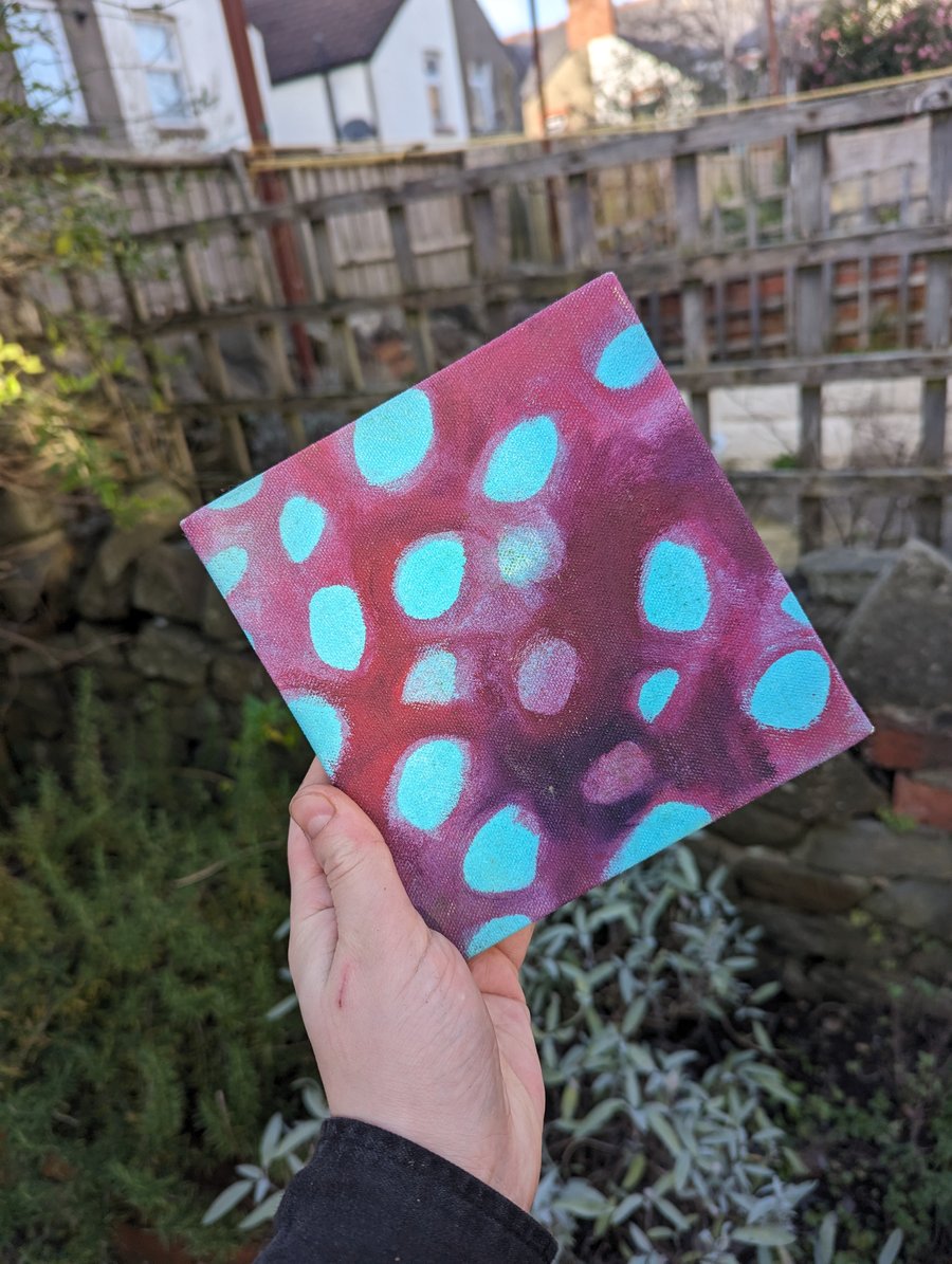 Handmade canvas bound sketchbook - Purple lilypad