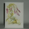 hand painted floral greetings card original 7x5" (ref F307)