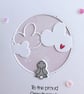 Grandparents Card - Rabbit With Clouds - Pink - Image 9