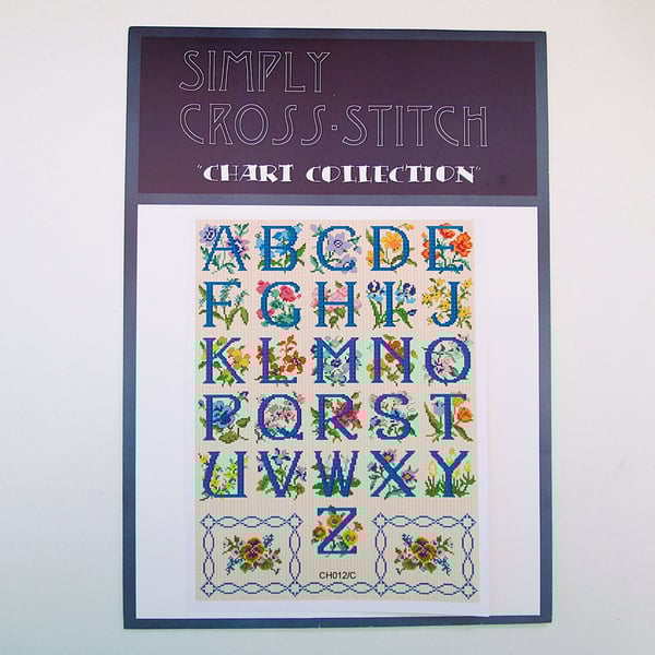 Floral alphabet cross stitch chart