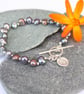 Hand knotted pearl bracelet with toggle clasp, Pearl wedding toggle bracelet - Image 2