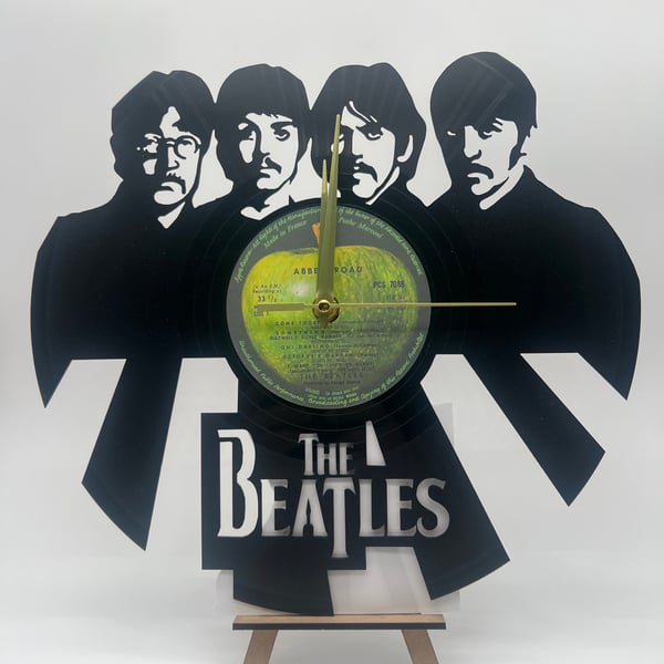 Laser-Cut Beatles Wall Clock Made from a Vinyl LP