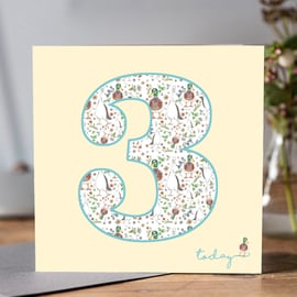 Child’s Age 3 Birthday Card 