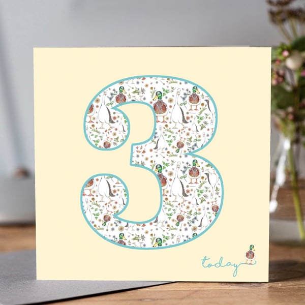 Child’s Age 3 Birthday Card 