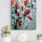 Abstract Floral Original Painting on Canvas, 11x14 inch 