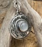 Moon Shield Pendant with silky grey moonstone