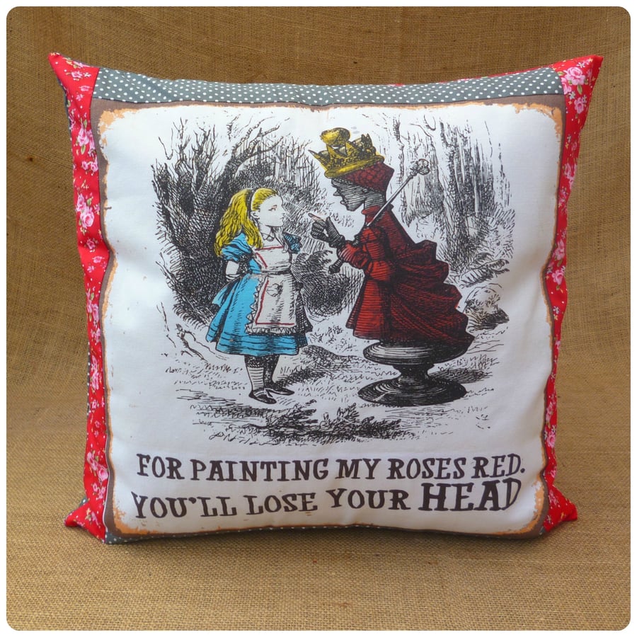 Queen of Hearts Alice in Wonderland Cushion (SKU00596)