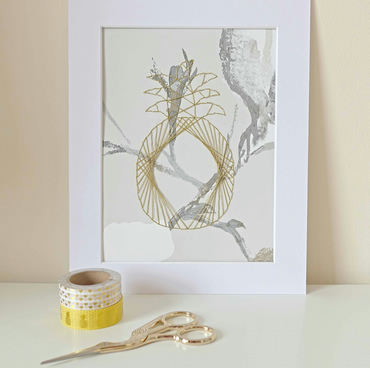 Hand Embroidered Pineapple Wall Art