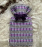 Mini Hot Waterbottle - Grey & Damson mix Handwoven in Wales - Image 2