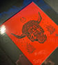 Dorset Ooser - Ltd. Ed. Lino Print - Black on Red design - Image 1