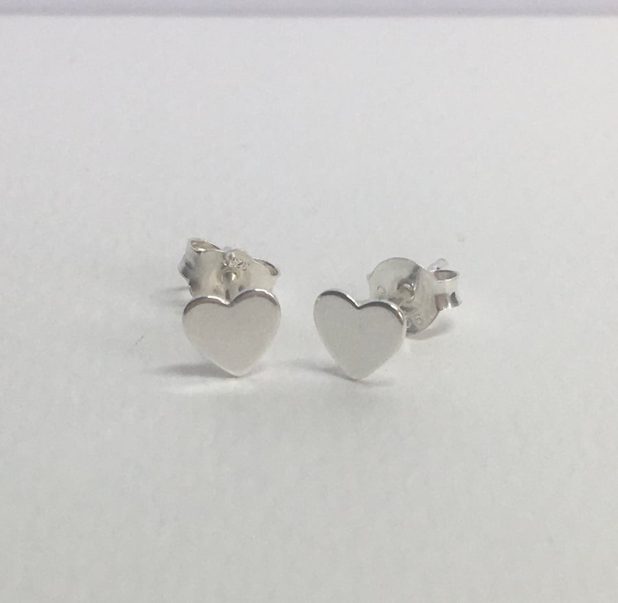 Little silver heart studs