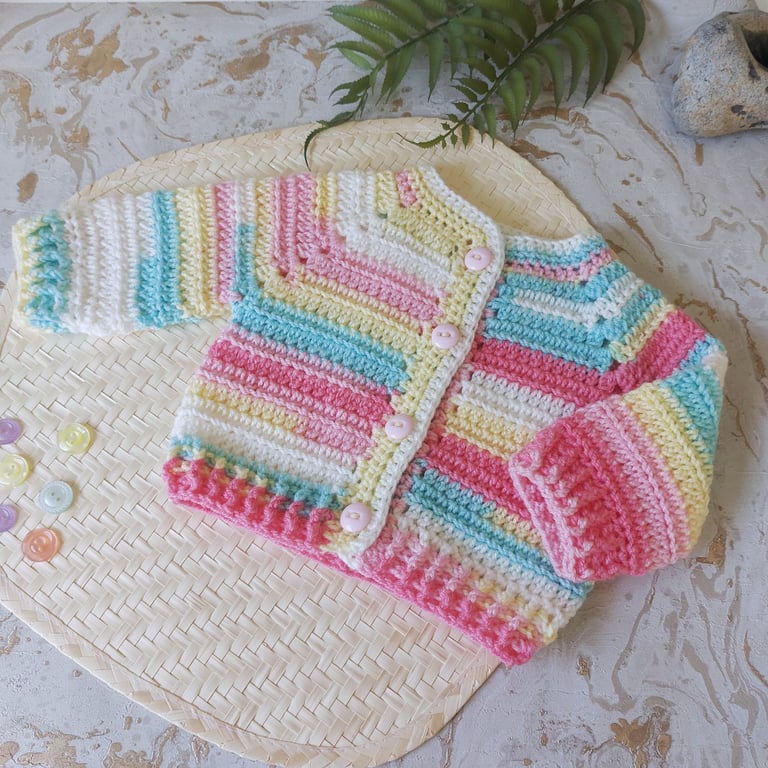 Crochet Baby Cardigan Ages Up To 2 Yrs Candy Pink