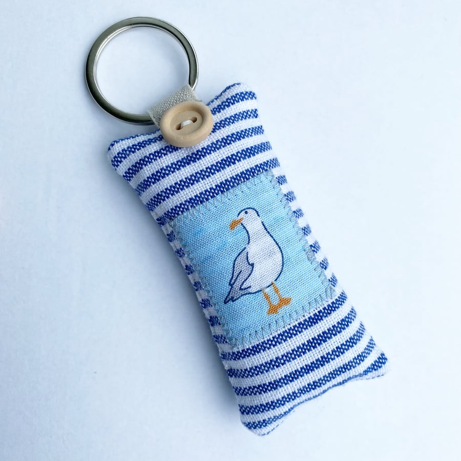SEAGULL KEY RING - blue stripes 