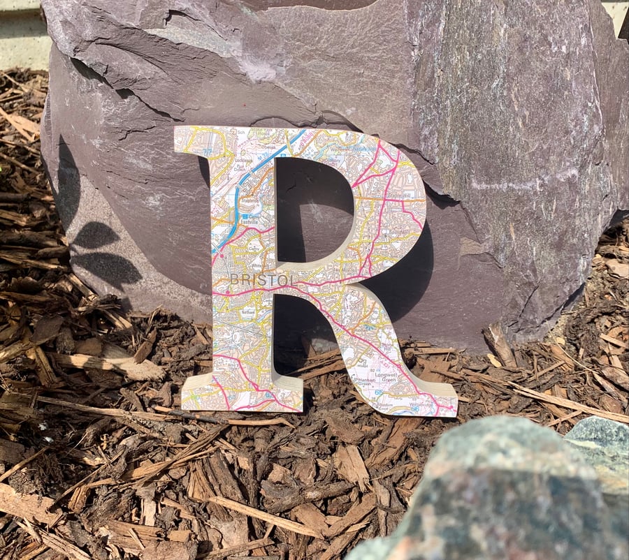 Wooden Letters, Personalised map initials. Birthdays, Weddings, Anniversaries