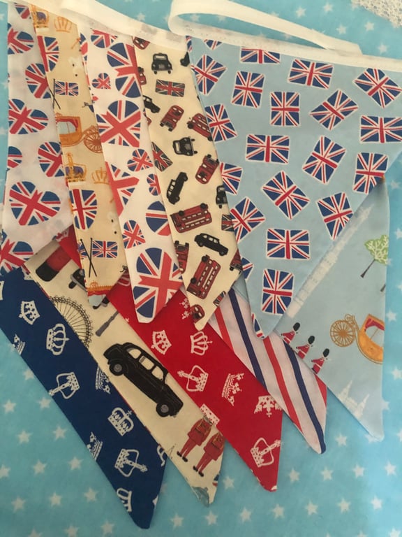 Union Jack Jubilee  cotton fabric bunting wedding,party flags