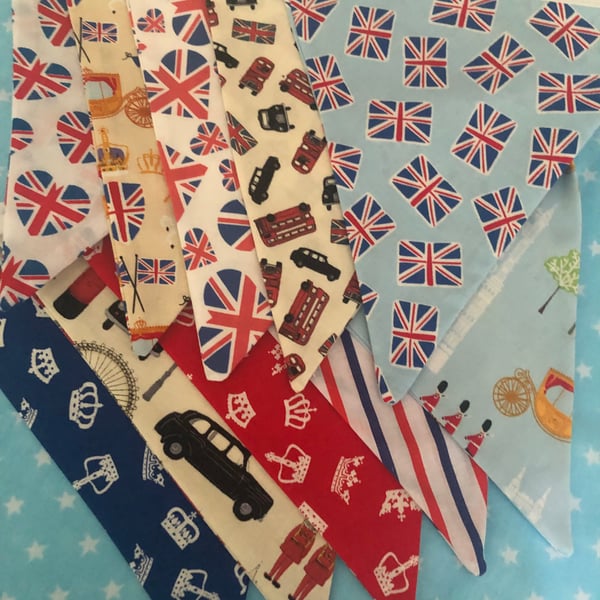 Union Jack Jubilee  cotton fabric bunting wedding,party flags