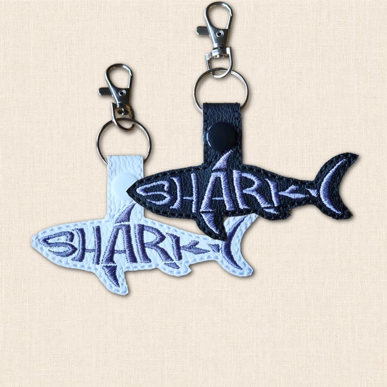 Shark Keyring - Sea Creature Silhouette Word Art Accessory