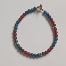 Semi Precious Red Agate and Apatite Gold Filled Beaded Bracelet