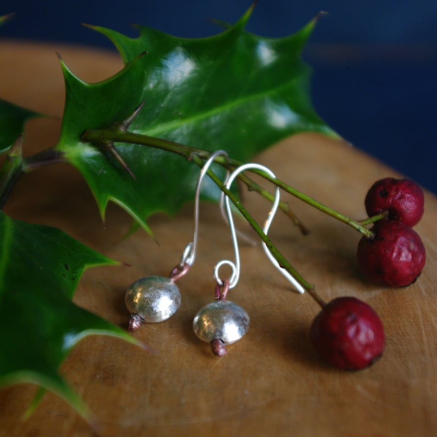 Christmas Silver Berry Earrings