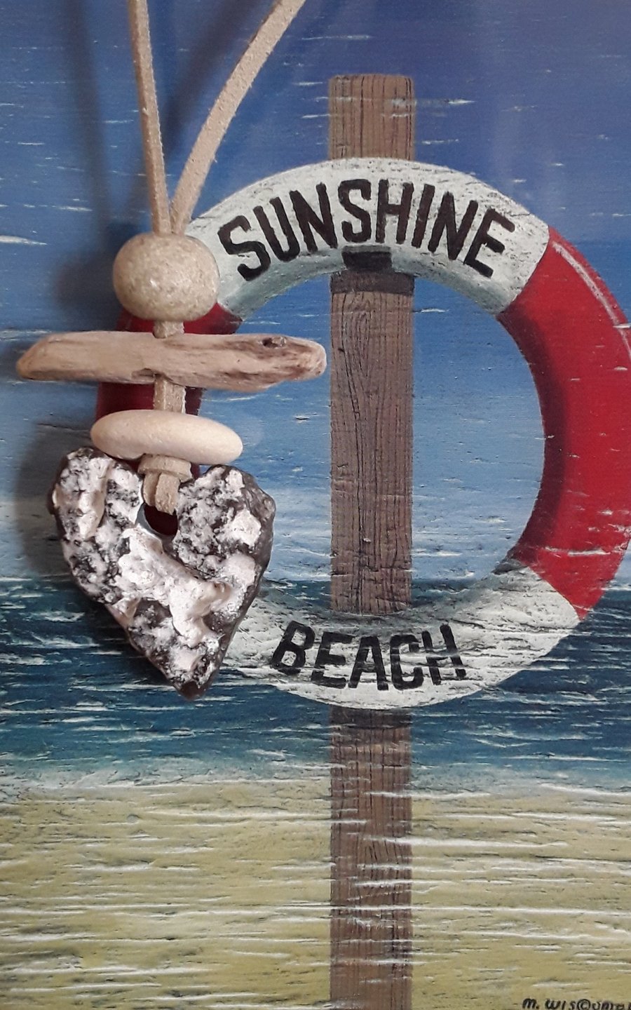 Natural Hagstone Heart Necklace Pendant 