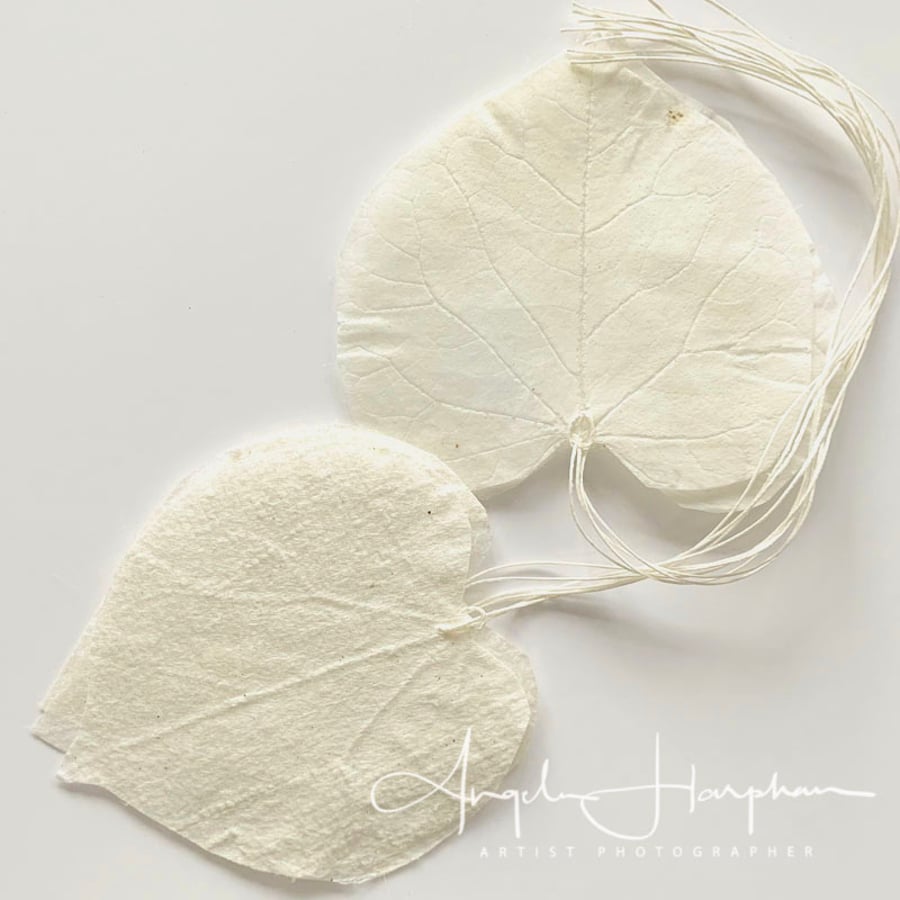 Silk Paper Heart Leaf Tags or Hangings