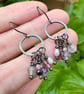 Dainty Vintage Earrings Hoops With Multi Gemstones Amethyst, Moonstone, Pearl - Image 4