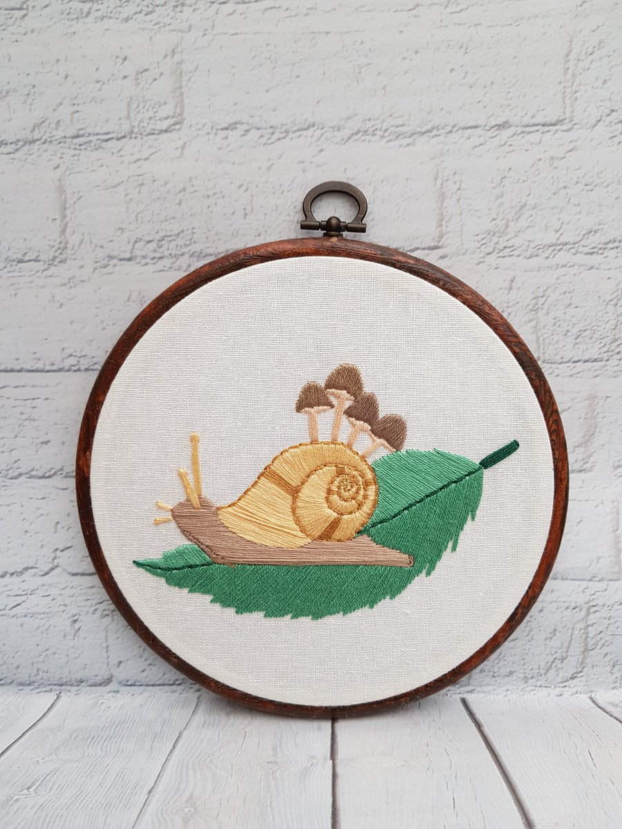 Snail Embroidery Hoop, Snail Art, Snail Gift, Nature Lover Gift