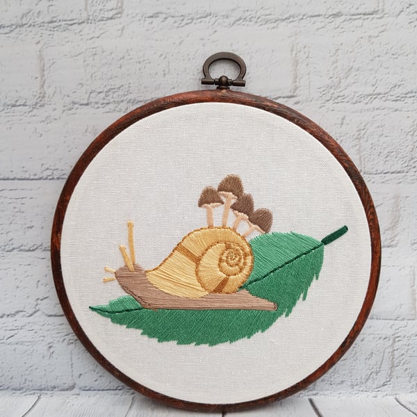 Snail Embroidery Hoop, Snail Art, Snail Gift, Nature Lover Gift