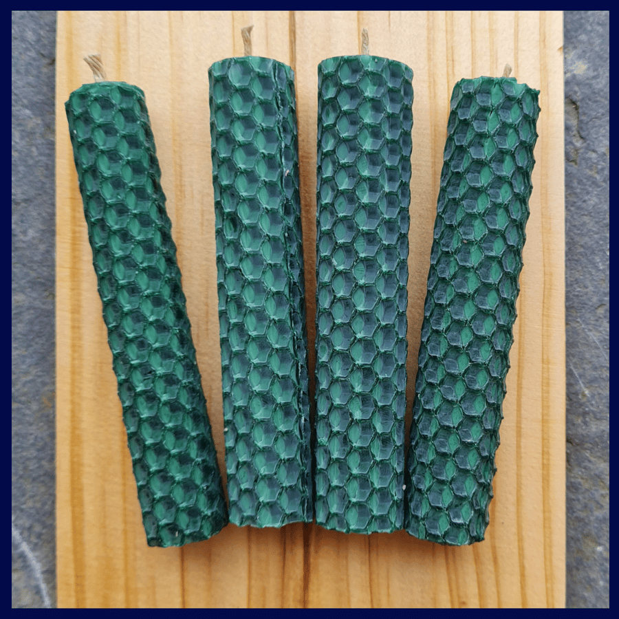 Green Hand Rolled Beeswax Candle