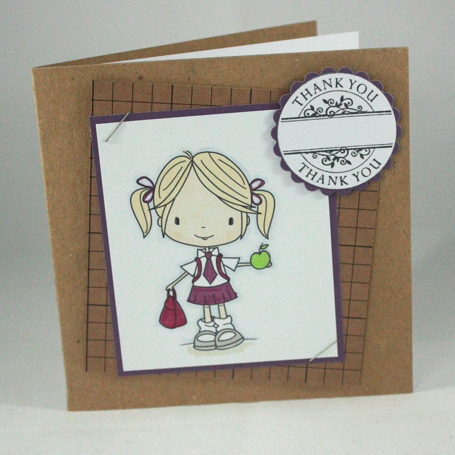 Square kraft thank you teacher card - ready to personalise
