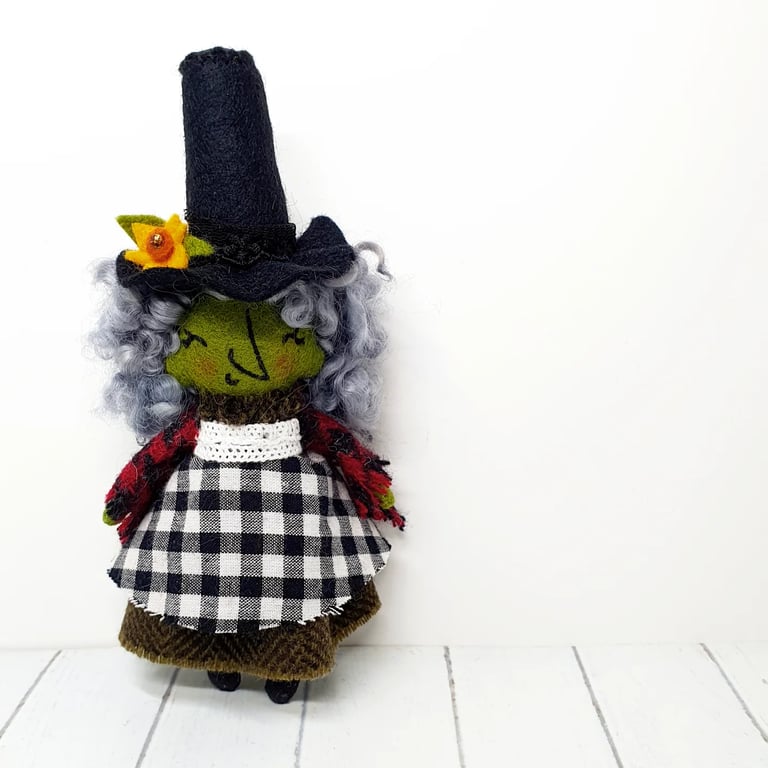 Welsh Lady Witch Art Doll Grey Hair