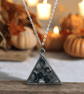 Snowflake Obsidian Silver plated Triangle Worry Stone Necklace - Free Postage - Image 3