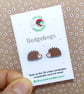 Hedgehog Earrings, Wooden Animal Studs, Silver Plated or Sterling Silver Backs - Image 1