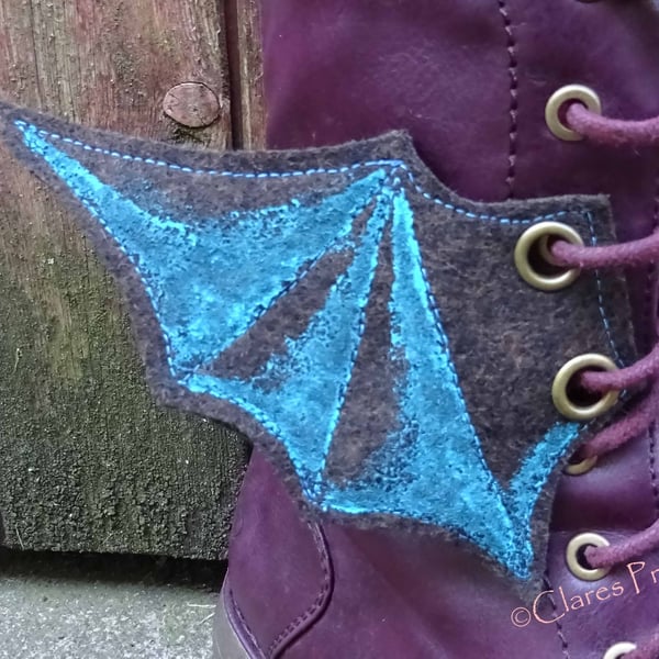 Steampunk Fabric Boot Wings Bat Wings Brown Blue Cosplay