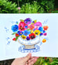 Bowl of Pansies,  print from original artwork. A3, A4 available.  - Image 1